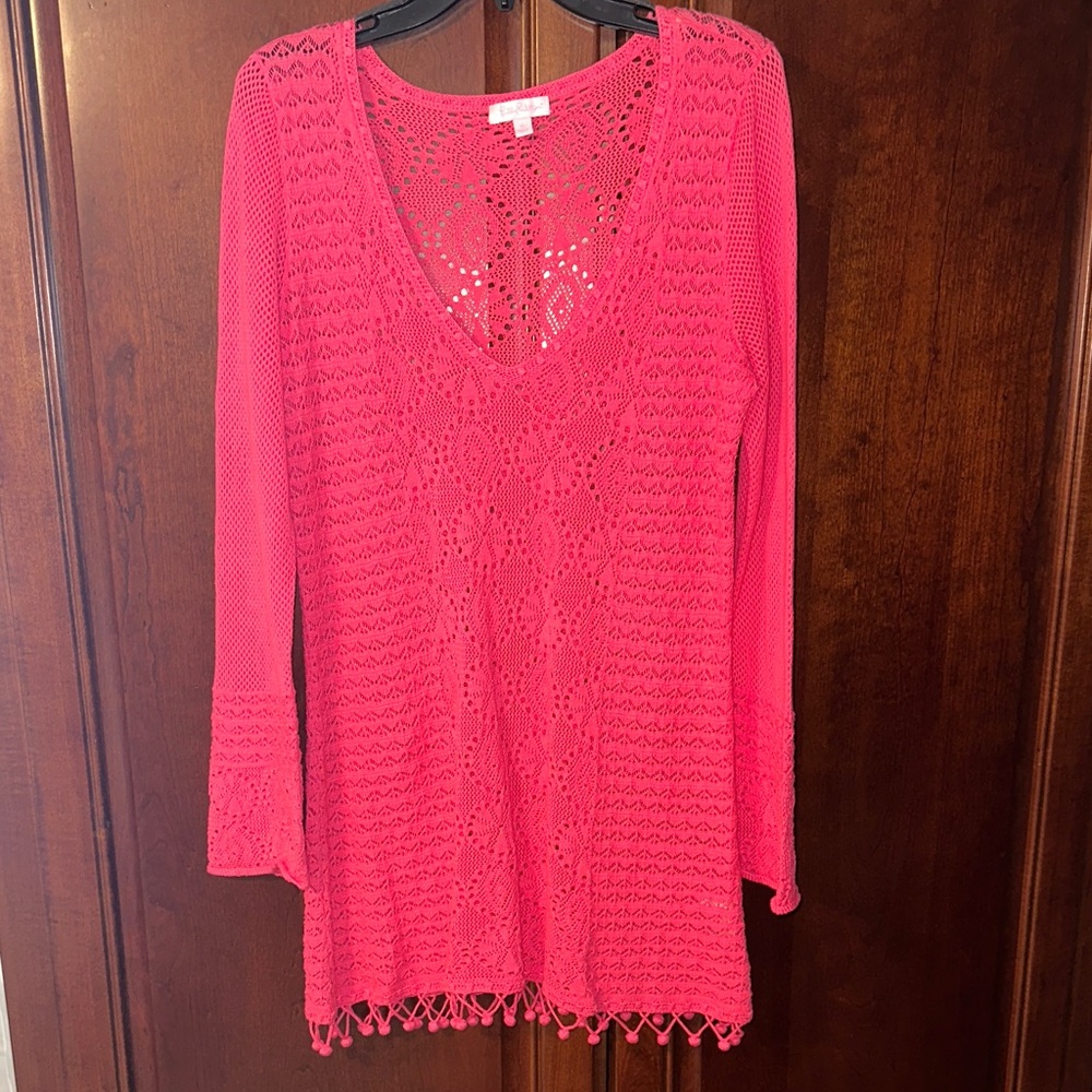 Lilly Pulitzer Vibrant Pink Crochet cover up.